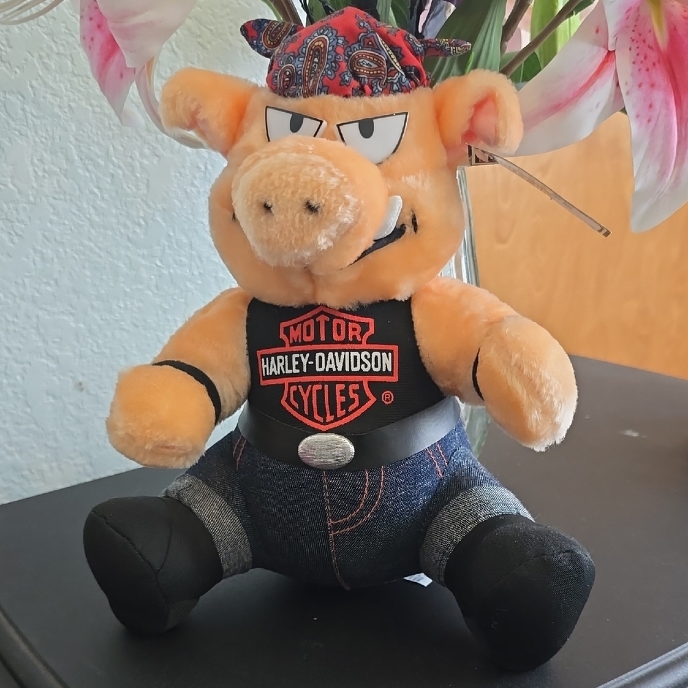 Harley-Davidson Plush Pig Toy - Black and Tan